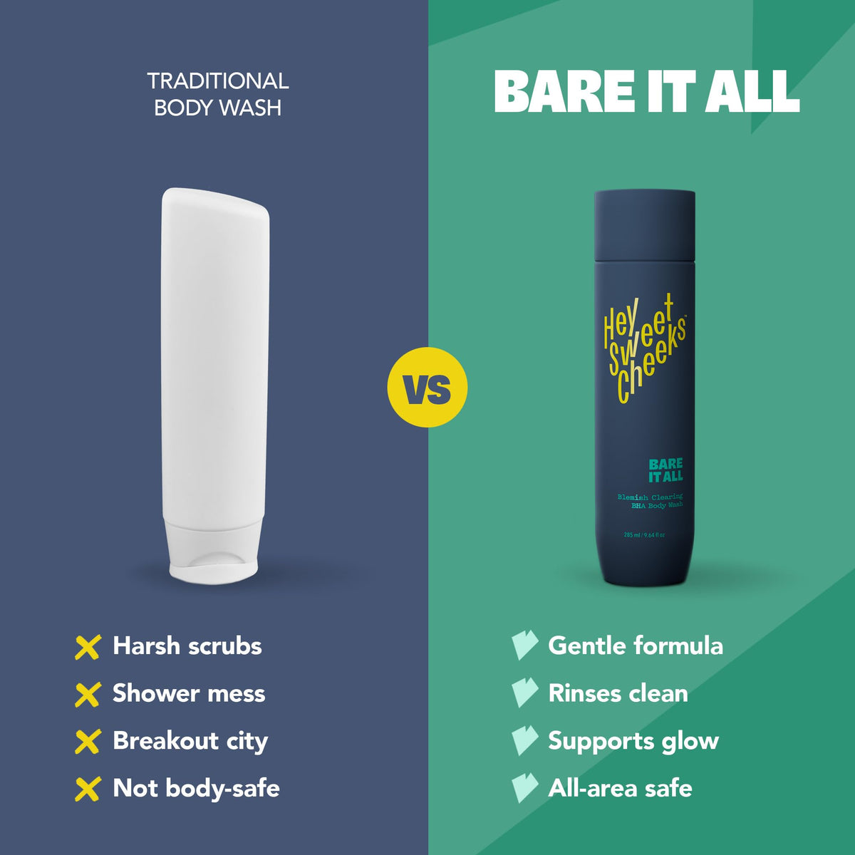 Hey Sweet Cheeks Bare It All in-hand application showing cleansing action.