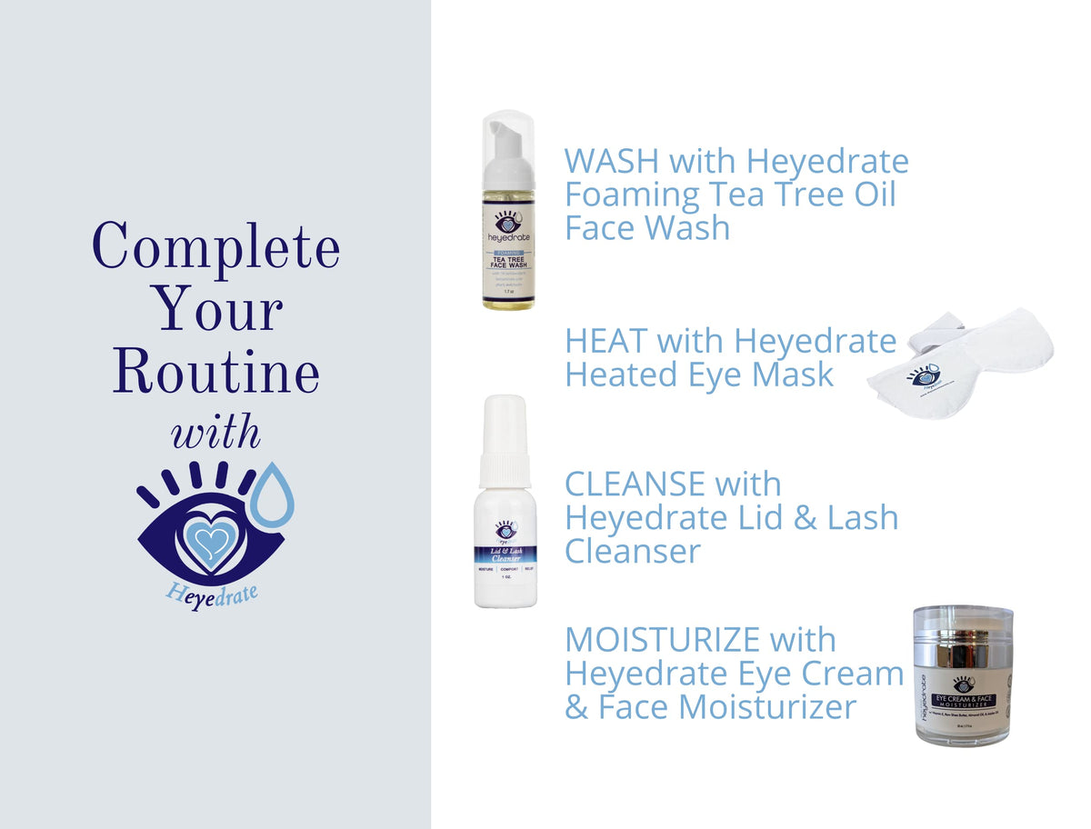 Heyedrate heated eye mask white design highlights reusable durability.