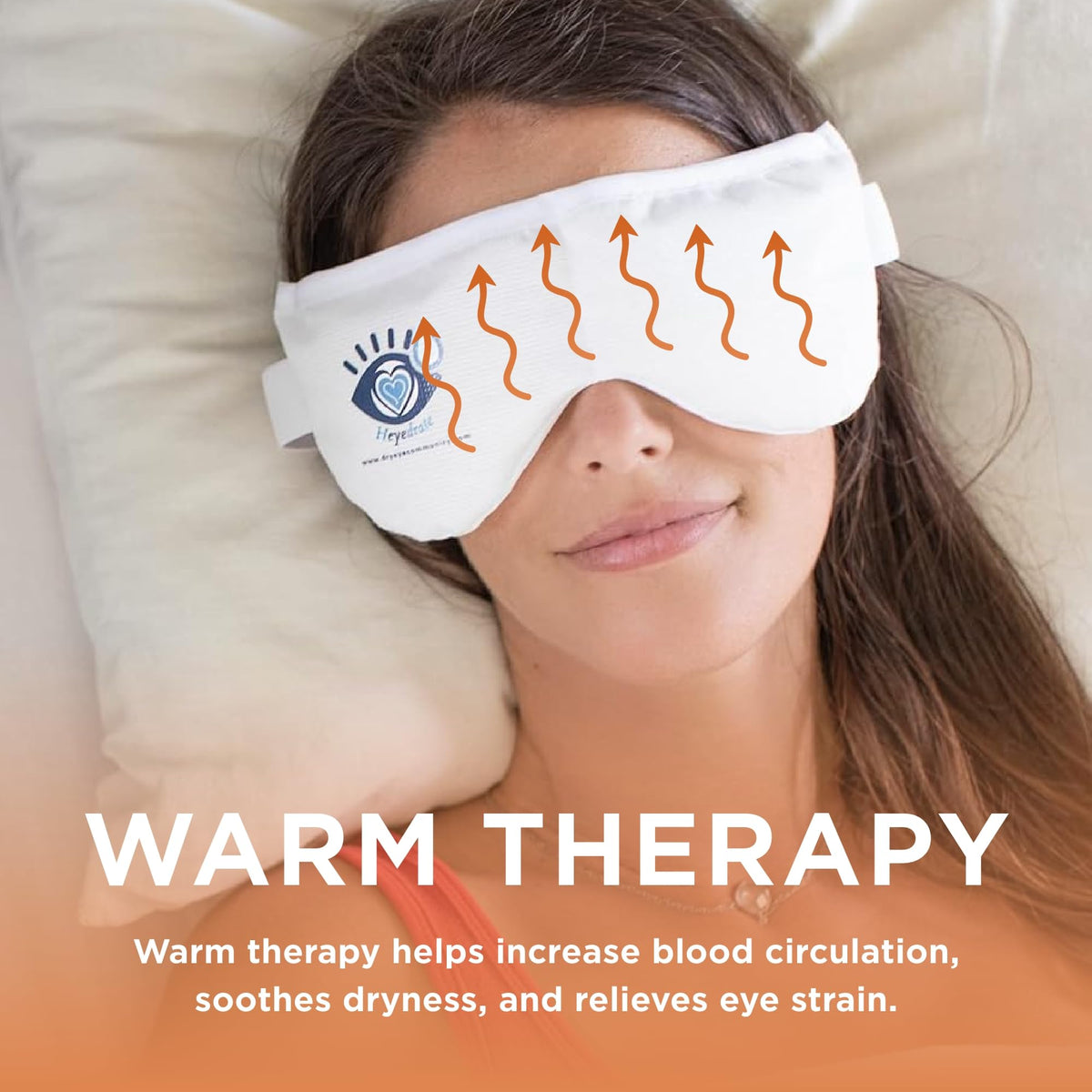 Heyedrate heated eye mask warming session to ease eye discomfort at home.
