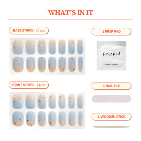 Heyhae Gold Starbursts Nail Strips add festive sparkle for a striking manicure.