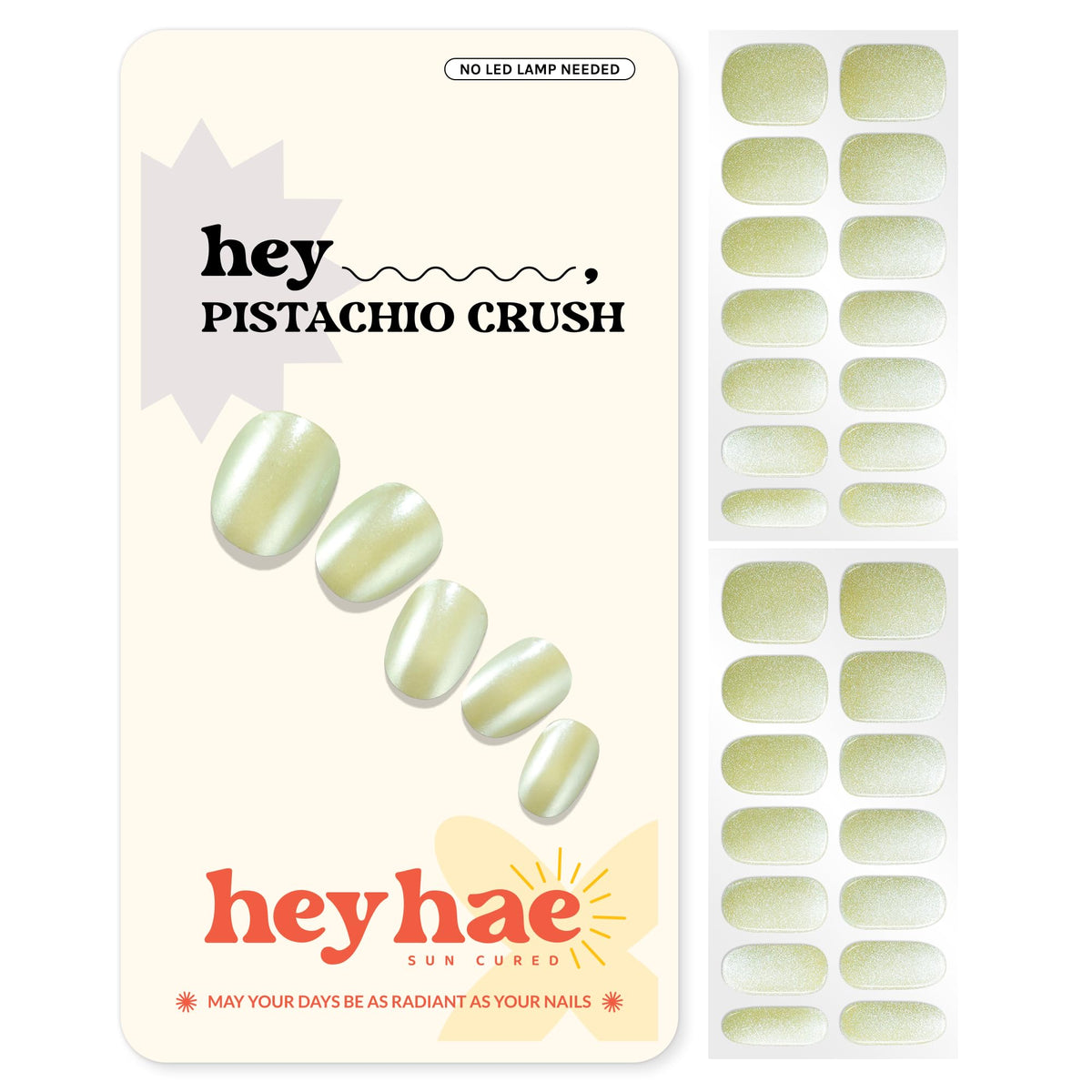 heyhae pistachio crush semi-cured gel nail strips for day-to-night looks