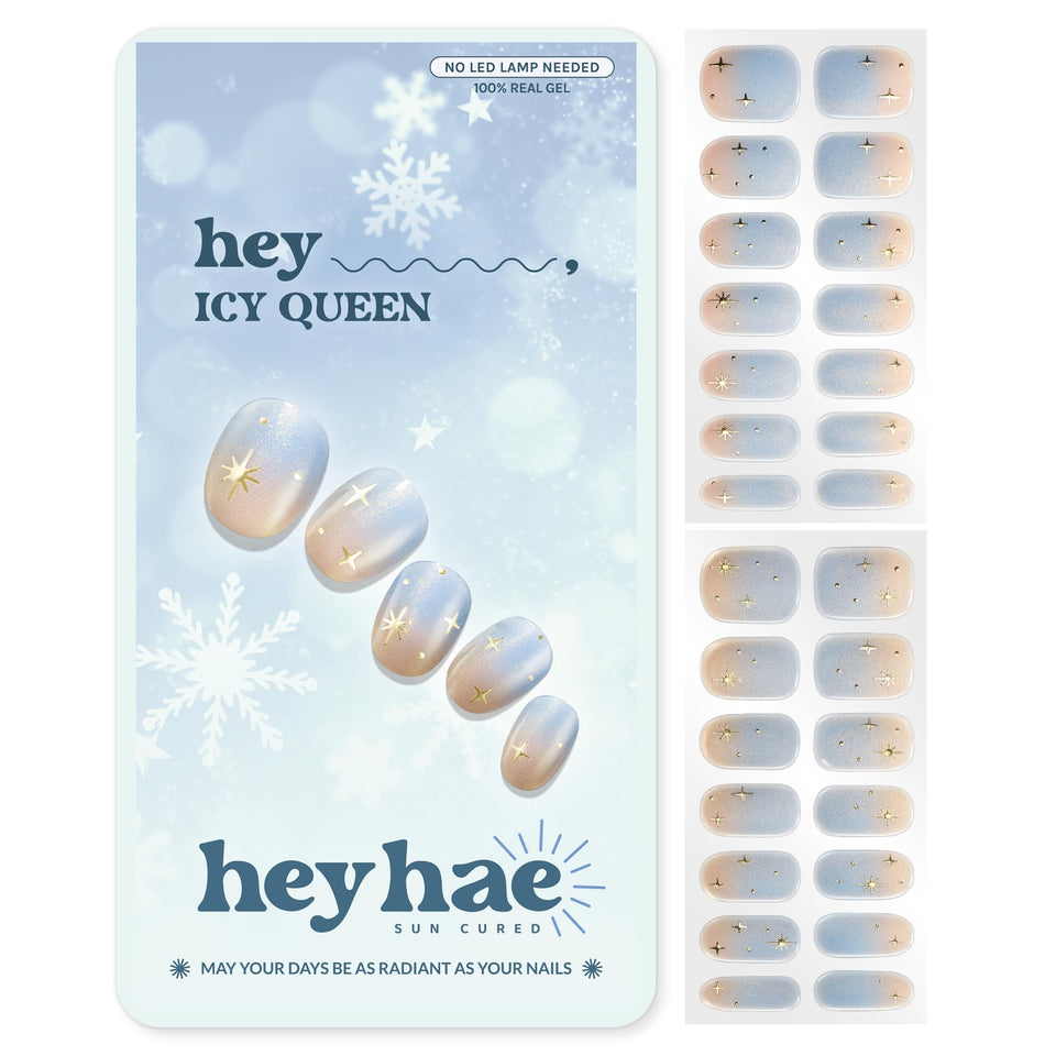 Heyhae Winter Ombre Nail Strips show a chic shimmer for effortless holiday nails.