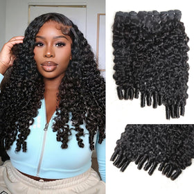 HEYKNOT Burmese Curly Bundles 16 inch side view showing natural curls for blending