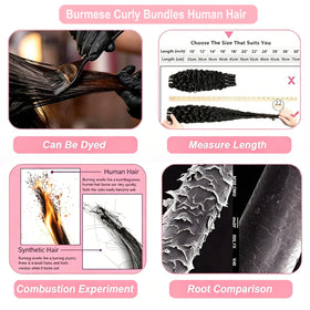 HEYKNOT Burmese Curly Bundles 20 inch full look with defined waves