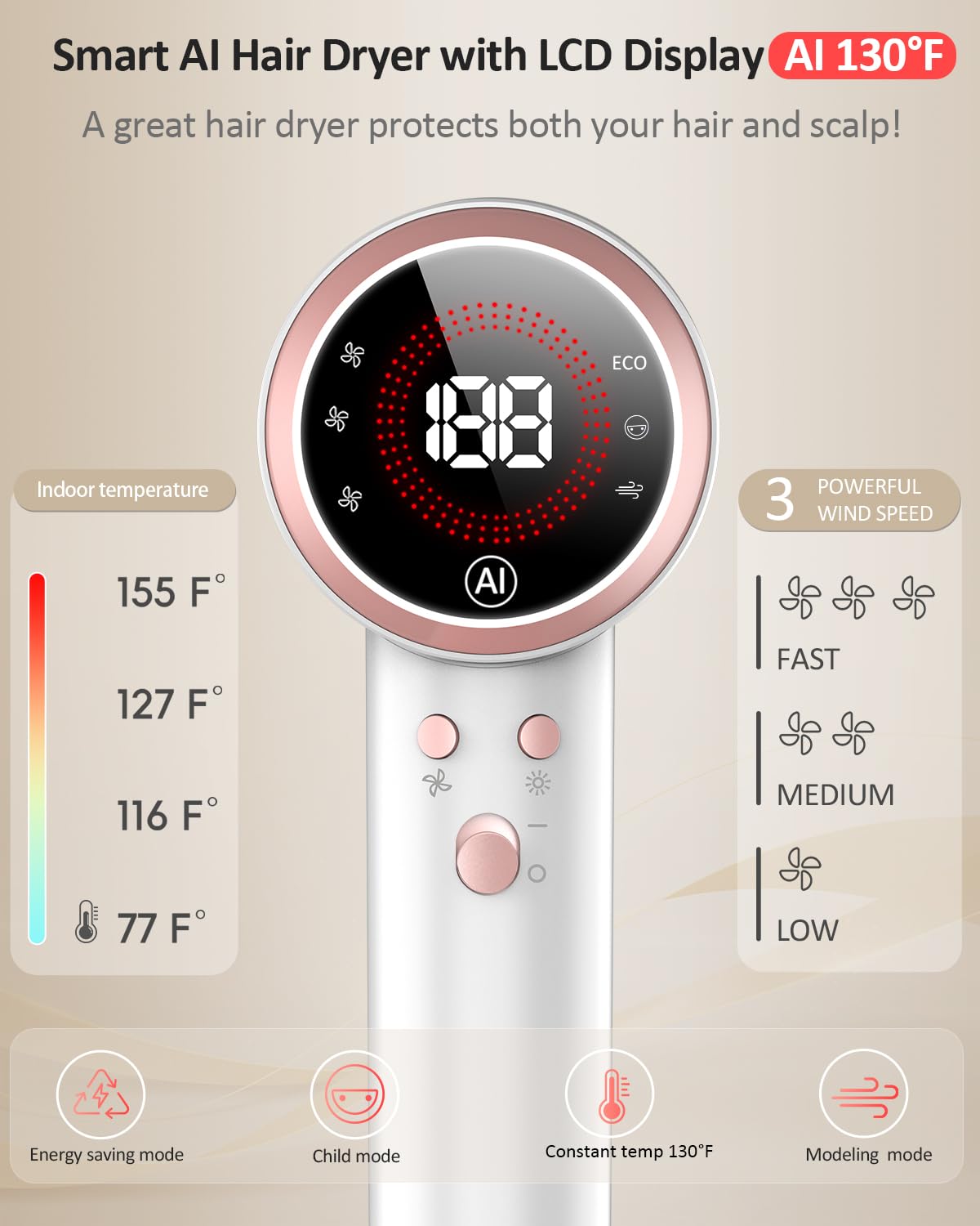 Heylike lightweight travel-friendly hair dryer packed for on-the-go use
