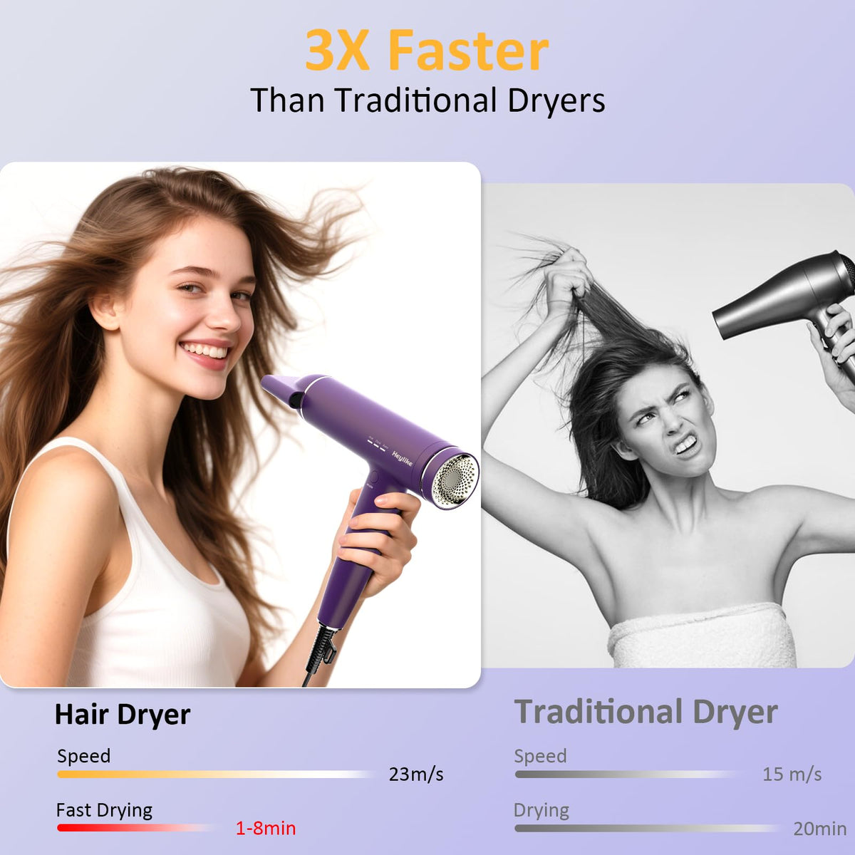 Heylike magnetic nozzle and diffuser for precise styling and curls