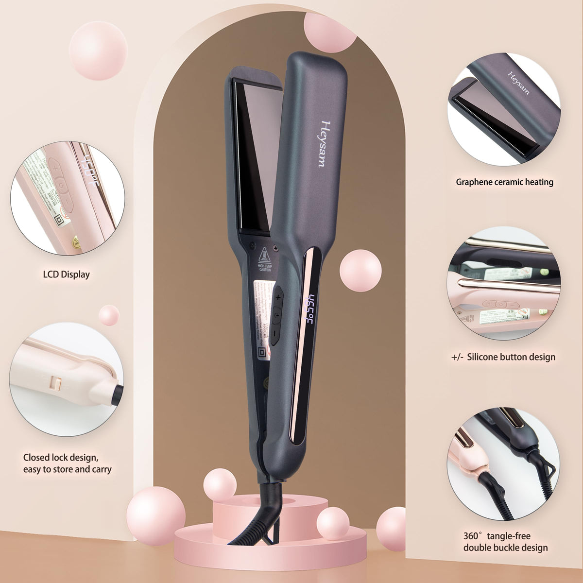 Heysam Ionic Technology on ceramic plates reduces frizz and static