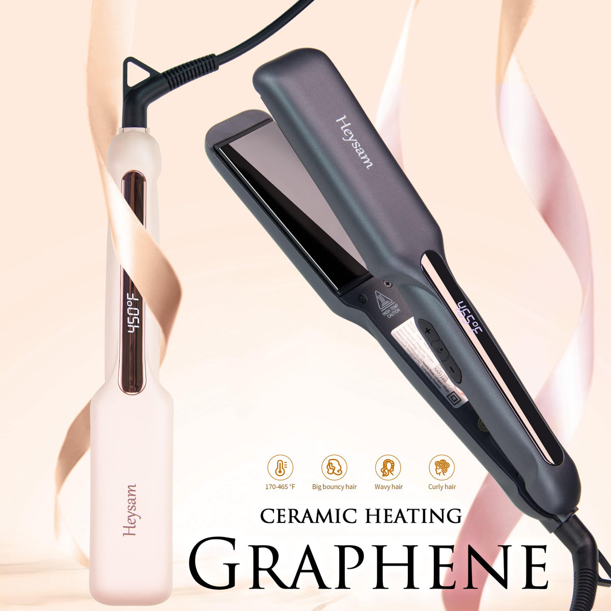 Heysam Tourmaline Ceramic Plates deliver even heat for shiny hair