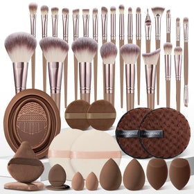 HGHDBT 42Pcs brown makeup brush set in full kit for versatile professional results.
