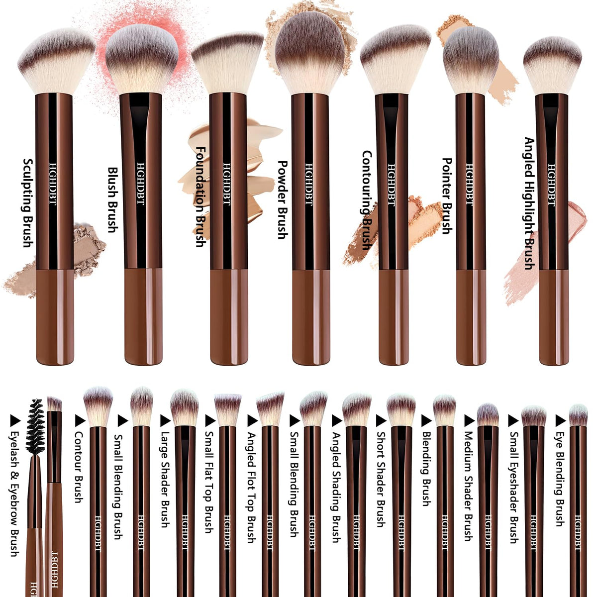 HGHDBT foundation brush with soft bristles delivers smooth, streak-free foundation blending.