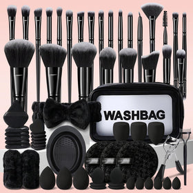 HGHDBT 65Pcs black makeup brush set overview for smooth, even base makeup