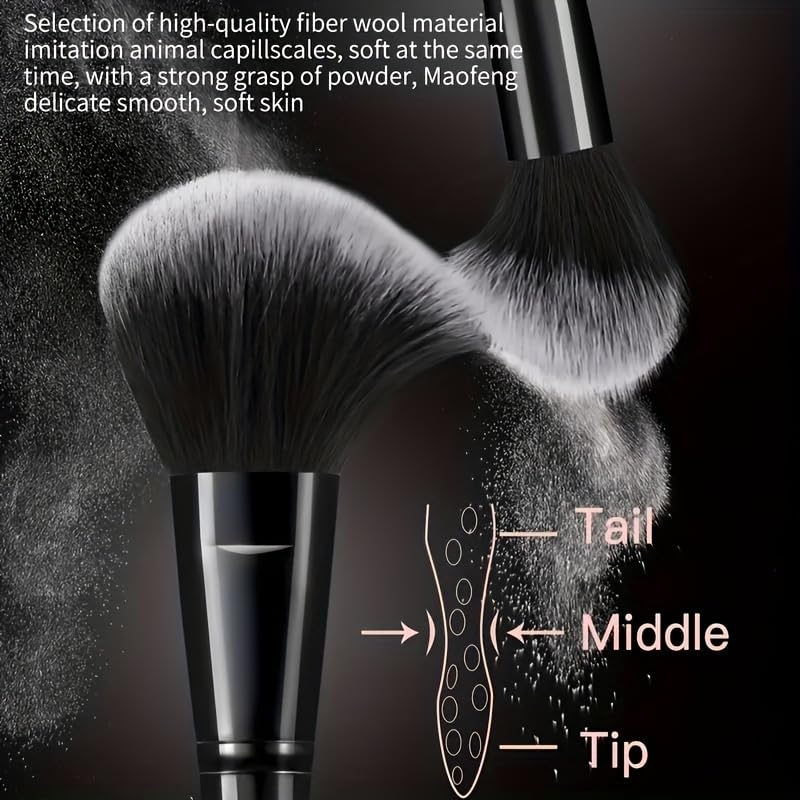 HGHDBT black makeup brush set with open case and ergonomic handles for comfort