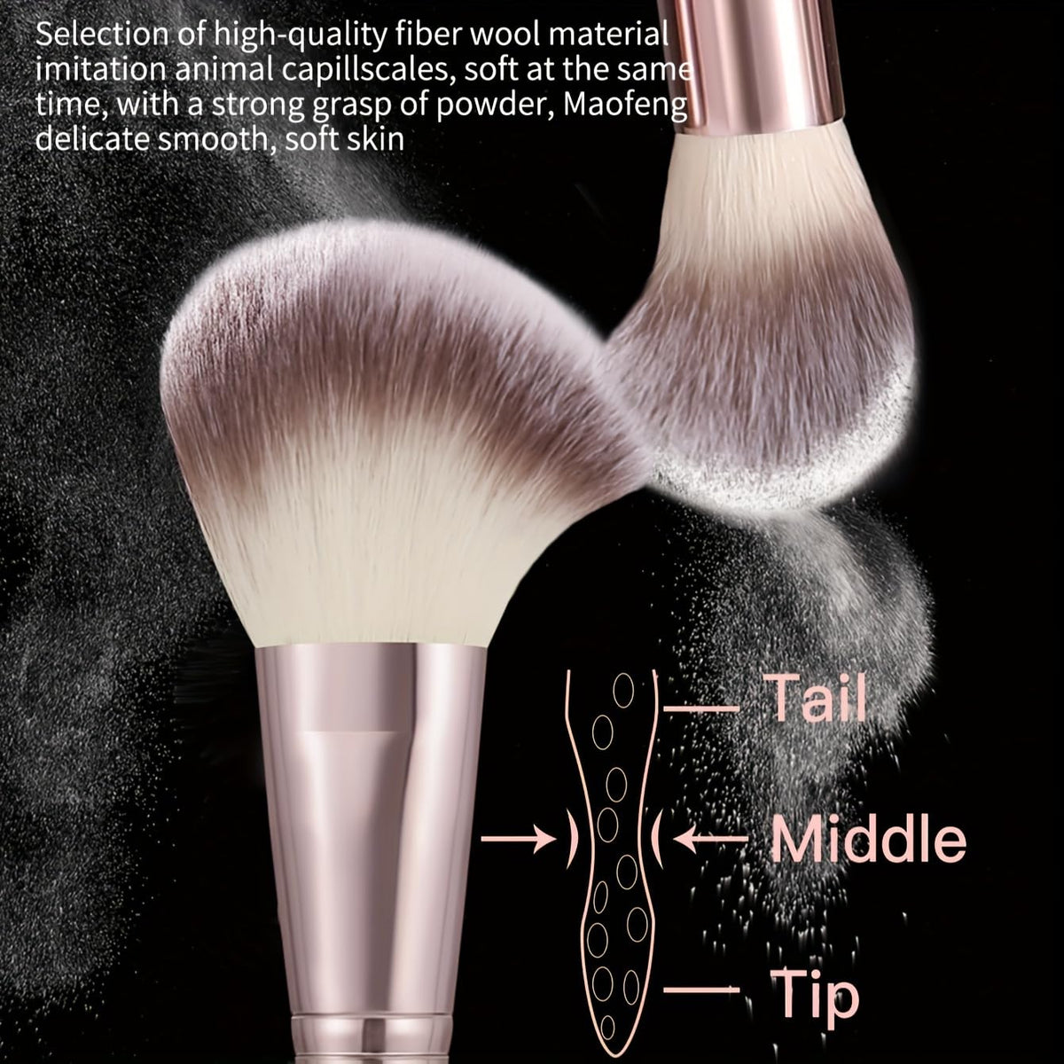 HGHDBT foundation brush with soft synthetic bristles delivers even coverage.
