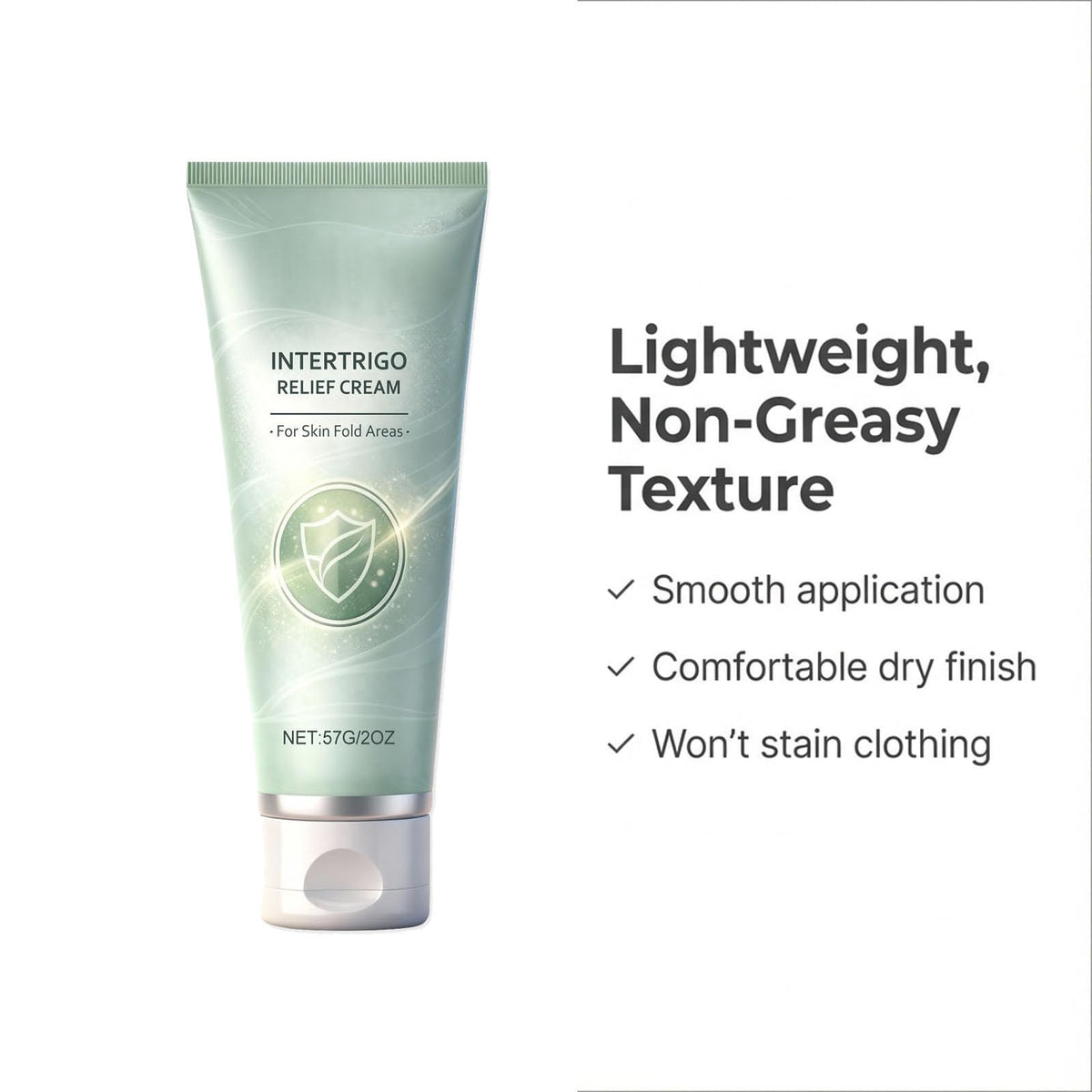 Hglyxoae intertrigo cream application on skin demonstrates clean absorption.