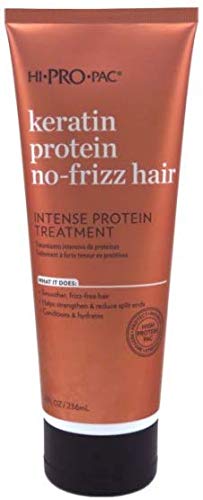 Hi-Pro-Pac Keratin Replenish Masque 8oz bottle nourishes hair for smoother, more manageable strands.