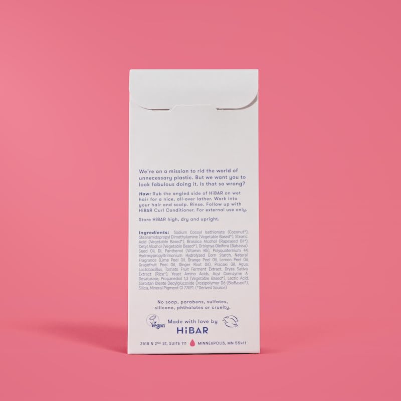 HIBAR Curl Shampoo Bar plastic-free packaging on recyclable material.