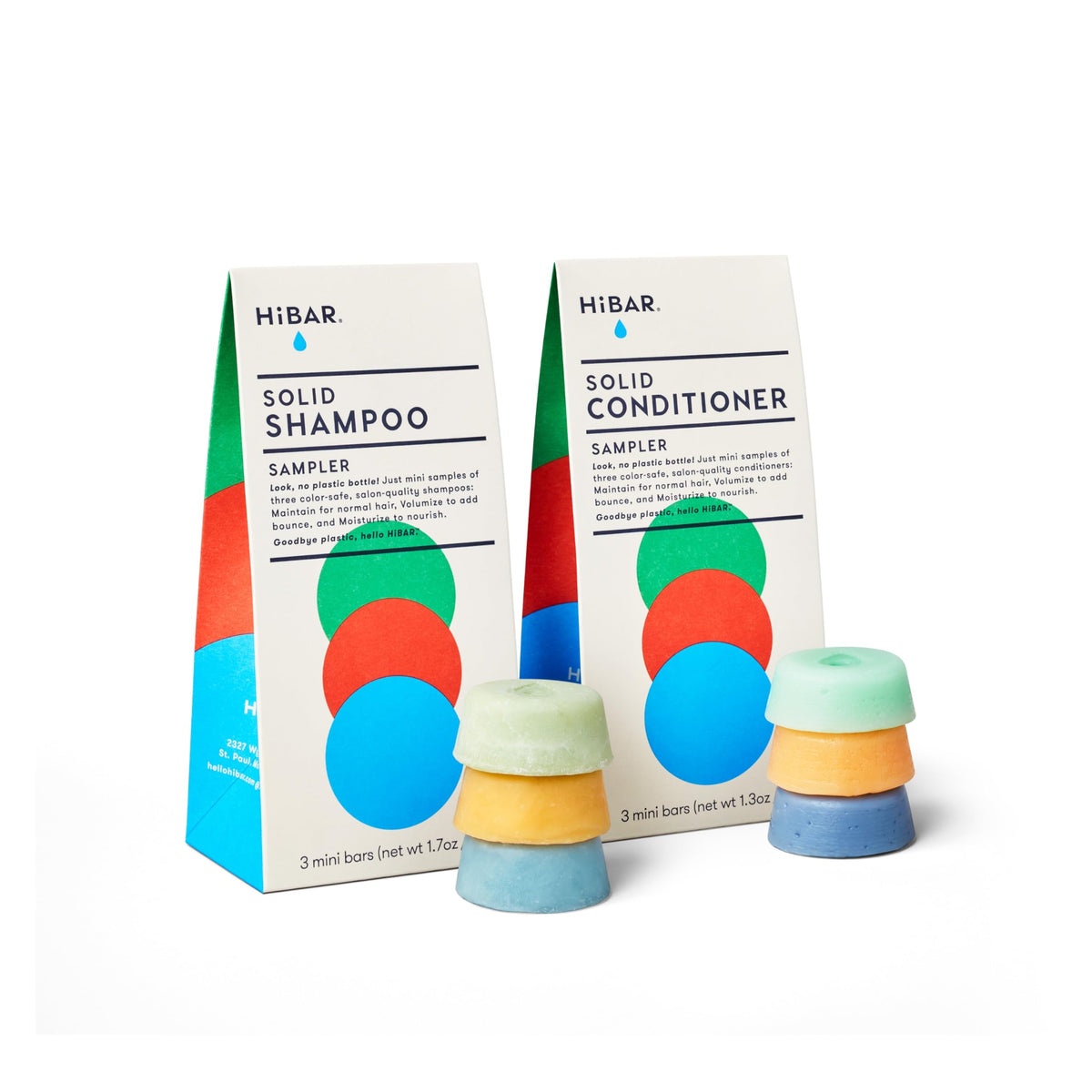 HIBAR sampler set with travel-sized bars for personalized hair care on the go
