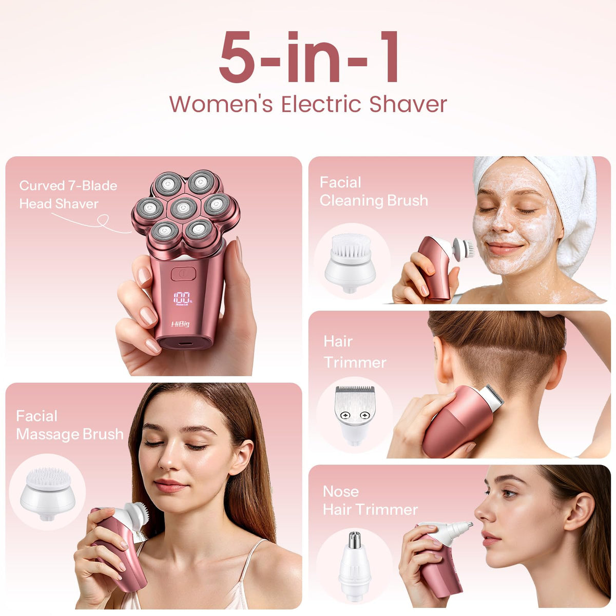 HiBig 5in1 nose hair trimmer for safe, gentle grooming.