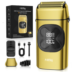 HiBig professional double foil shaver main unit with LED display for precise grooming.