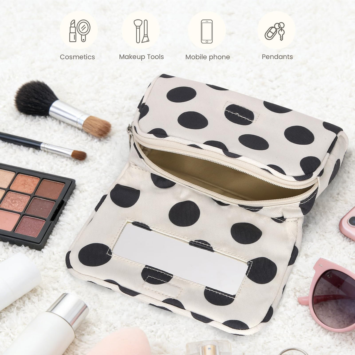 Hibilog striped and polka dot pattern adds playful style to travel or work.