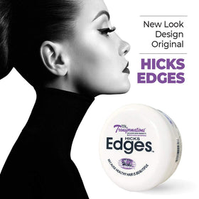 Close-up texture of Hicks Pomade showing creamy finish and shine.