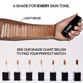Hide concealer swatch in light beige reveals natural, even tone
