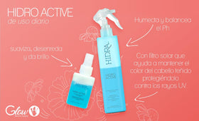 Hidra Hidro Active color protection image conveys UV defense and color longevity.