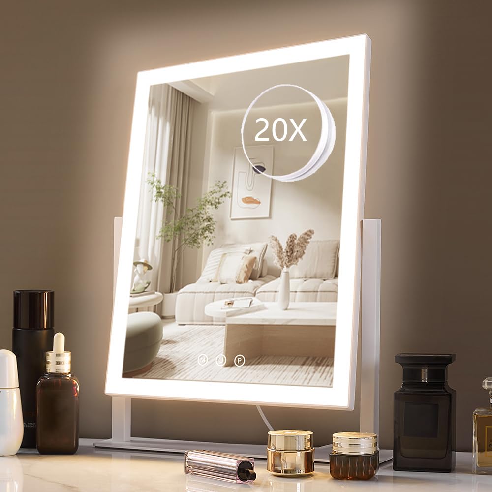HIEEY lighted makeup mirror with four-sided LEDs providing even illumination.