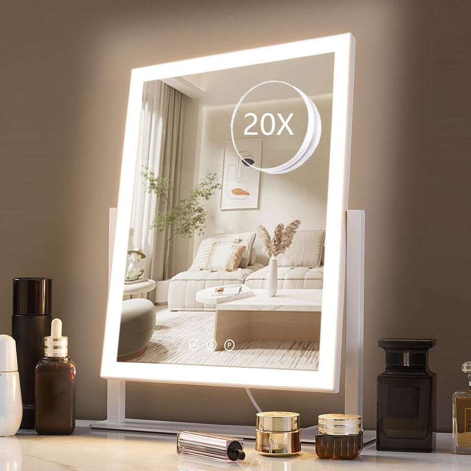 HIEEY lighted makeup mirror with four-sided LEDs providing even illumination.