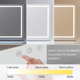 HIEEY makeup mirror lit side angle showing brightness control