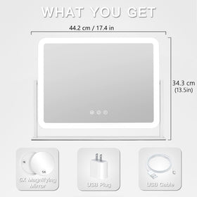 HIEEY vanity mirror with adjustable brightness control for customized lighting