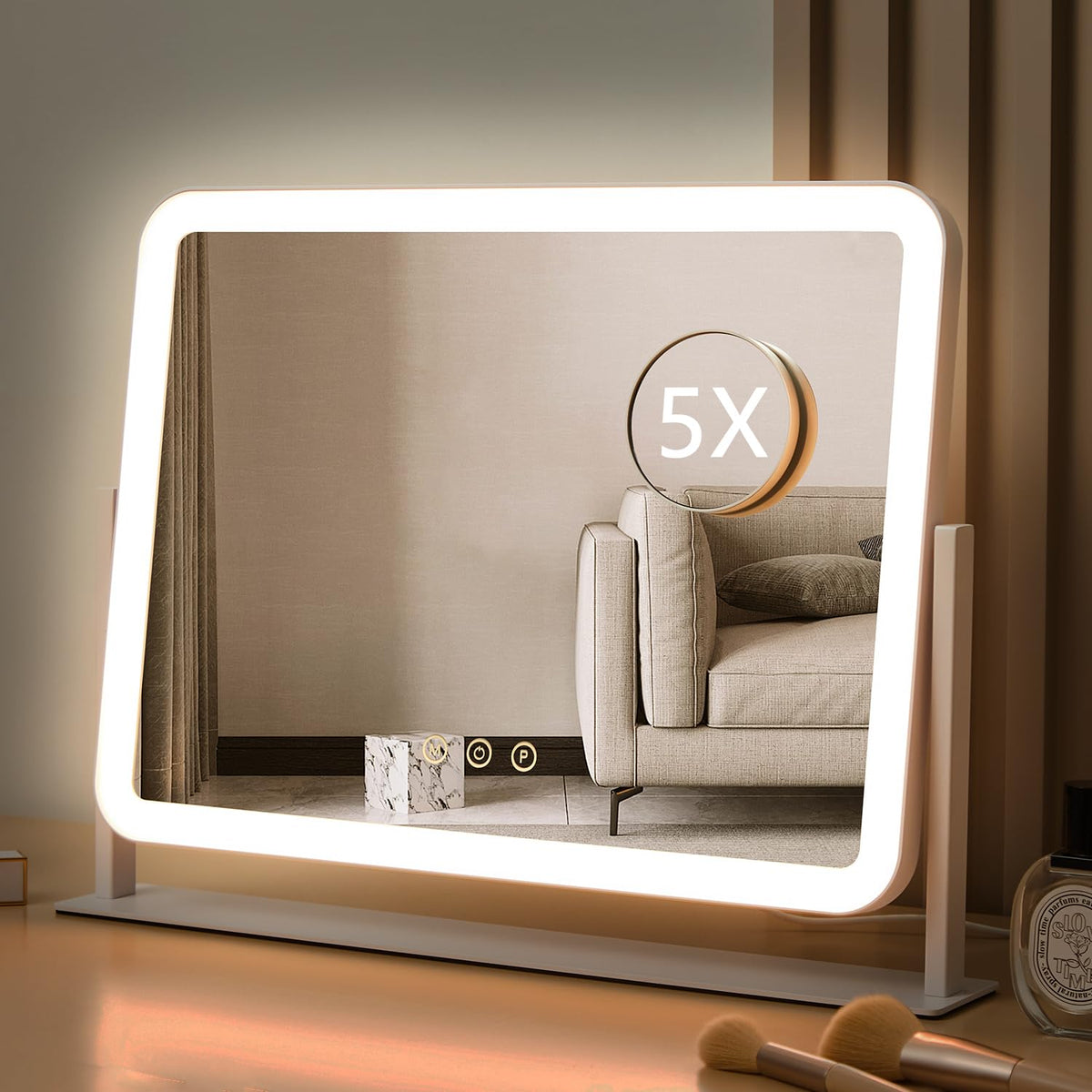 HIEEY vanity mirror with LED lighting for even makeup illumination