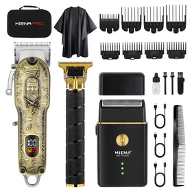 Hiena Pro Barber Clipper Set large machine enables quick, precise full cuts.