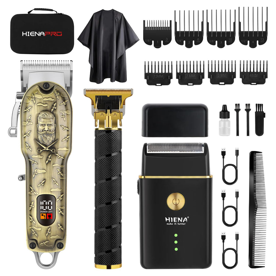 Hiena Pro Barber Clipper Set large machine enables quick, precise full cuts.