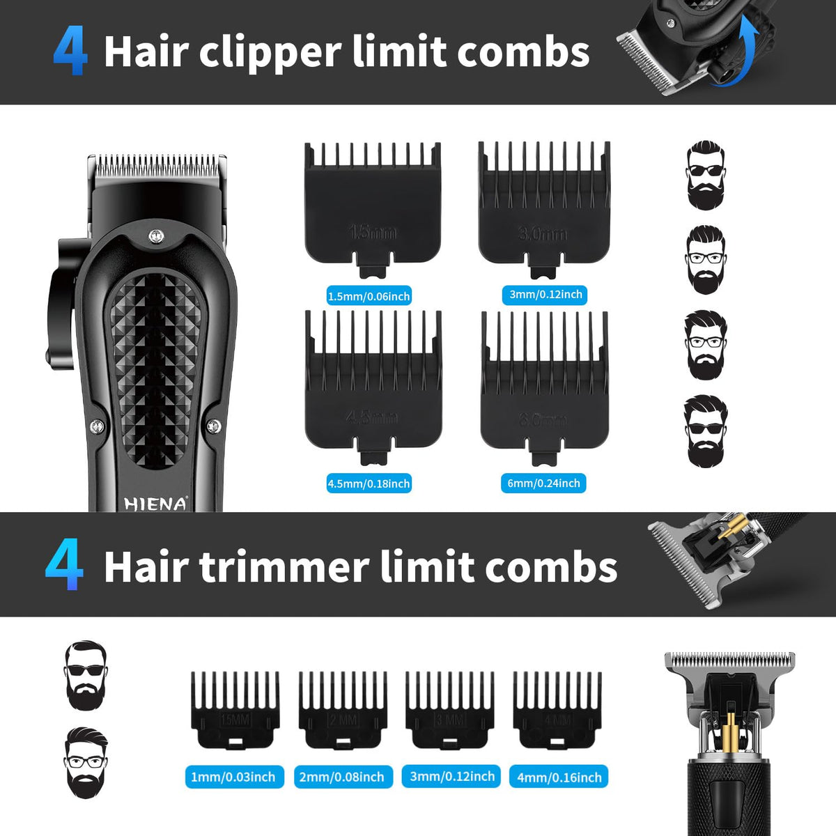 HIENA PRO lightweight electric razor with pop-up trimmer ideal for travel touch-ups