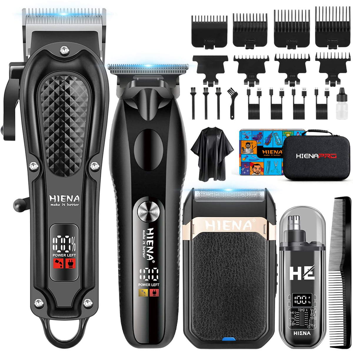 HIENA PRO hair clipper large cutting head for precise fades and clean lines