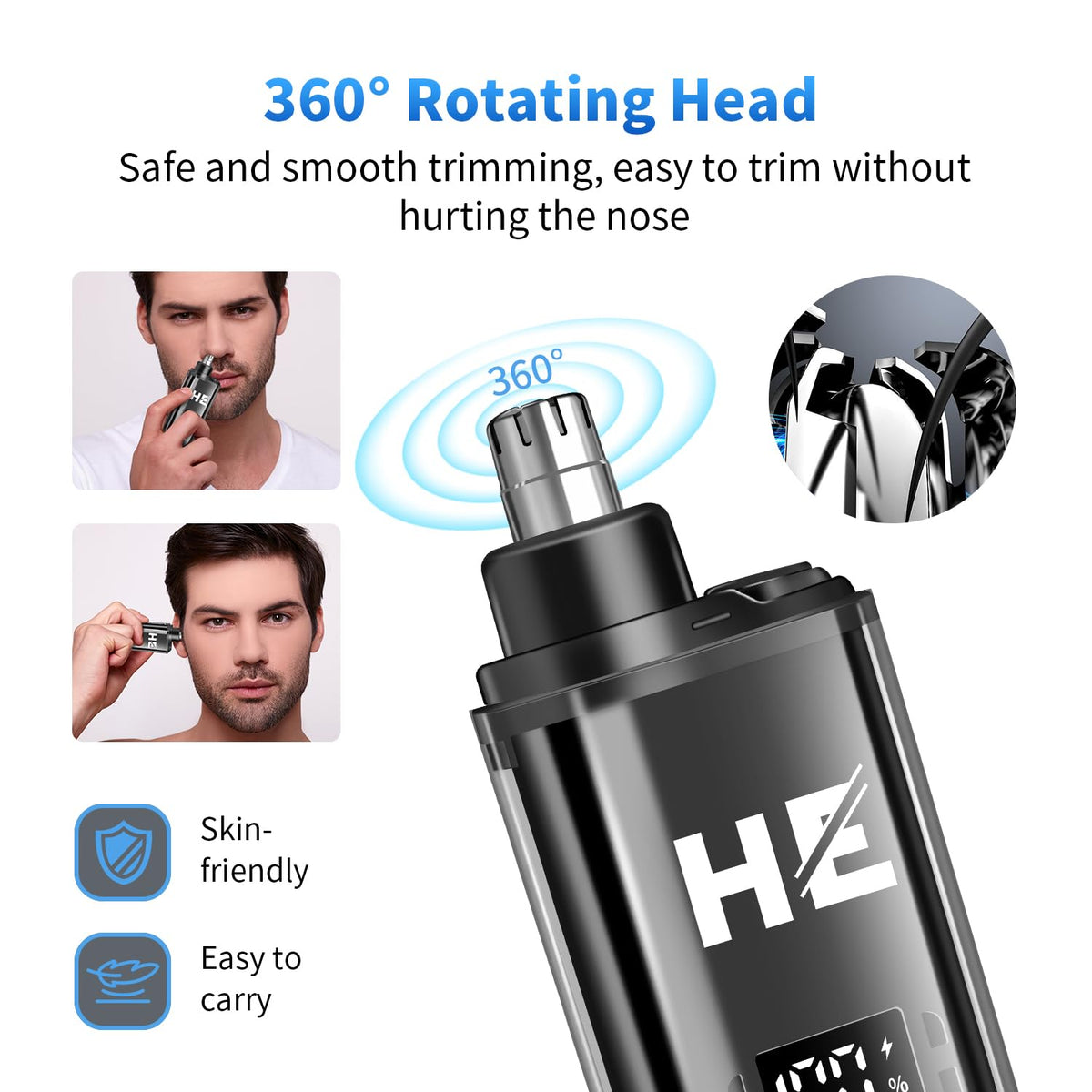 HIENA PRO nose and ear trimmer detail for comfortable grooming