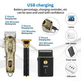 Hiena Pro USB charging supports travel ready grooming.