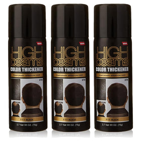 High Beams Color Thickener bottle shows black spray for temporary hair thickening.