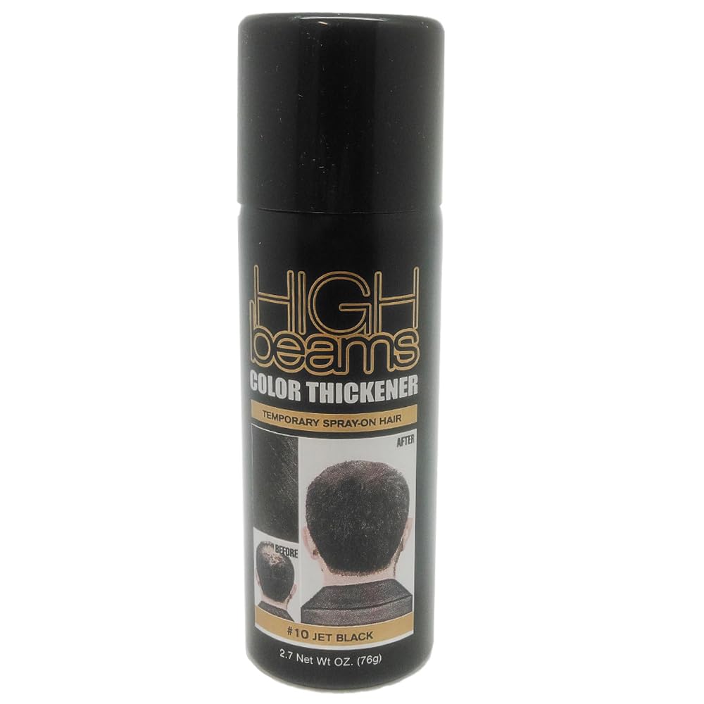 High Beams Color Thickener hair strand in black shade for visible volume.