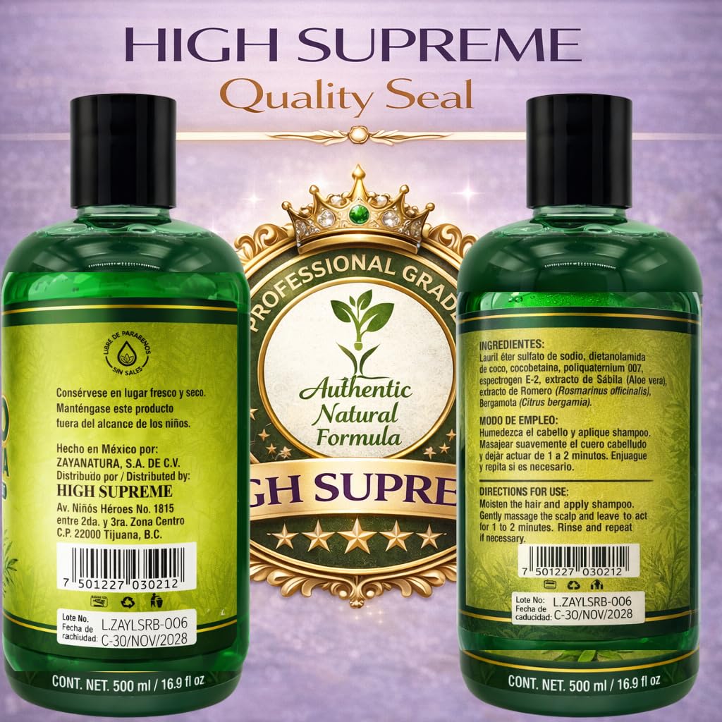 HIGH SUPREME 16.9 fl oz bottle size for generous daily use and value.