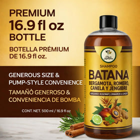 HIGH SUPREME Batana Oil Shampoo salt-free-paraben-free icons communicate clean formulas.
