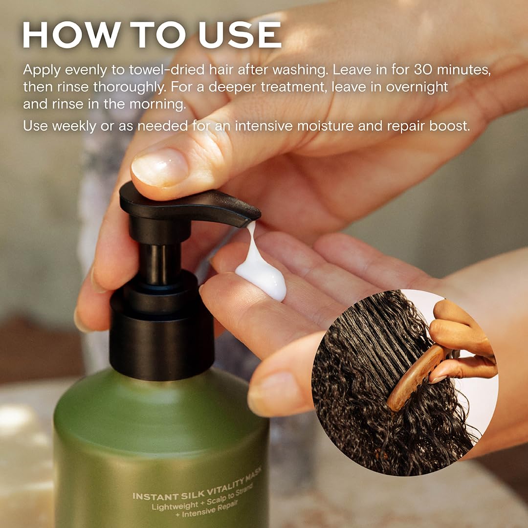 Healthy-looking, smooth hair after using Highbrow Hippie Instant Silk Vitality Mask.
