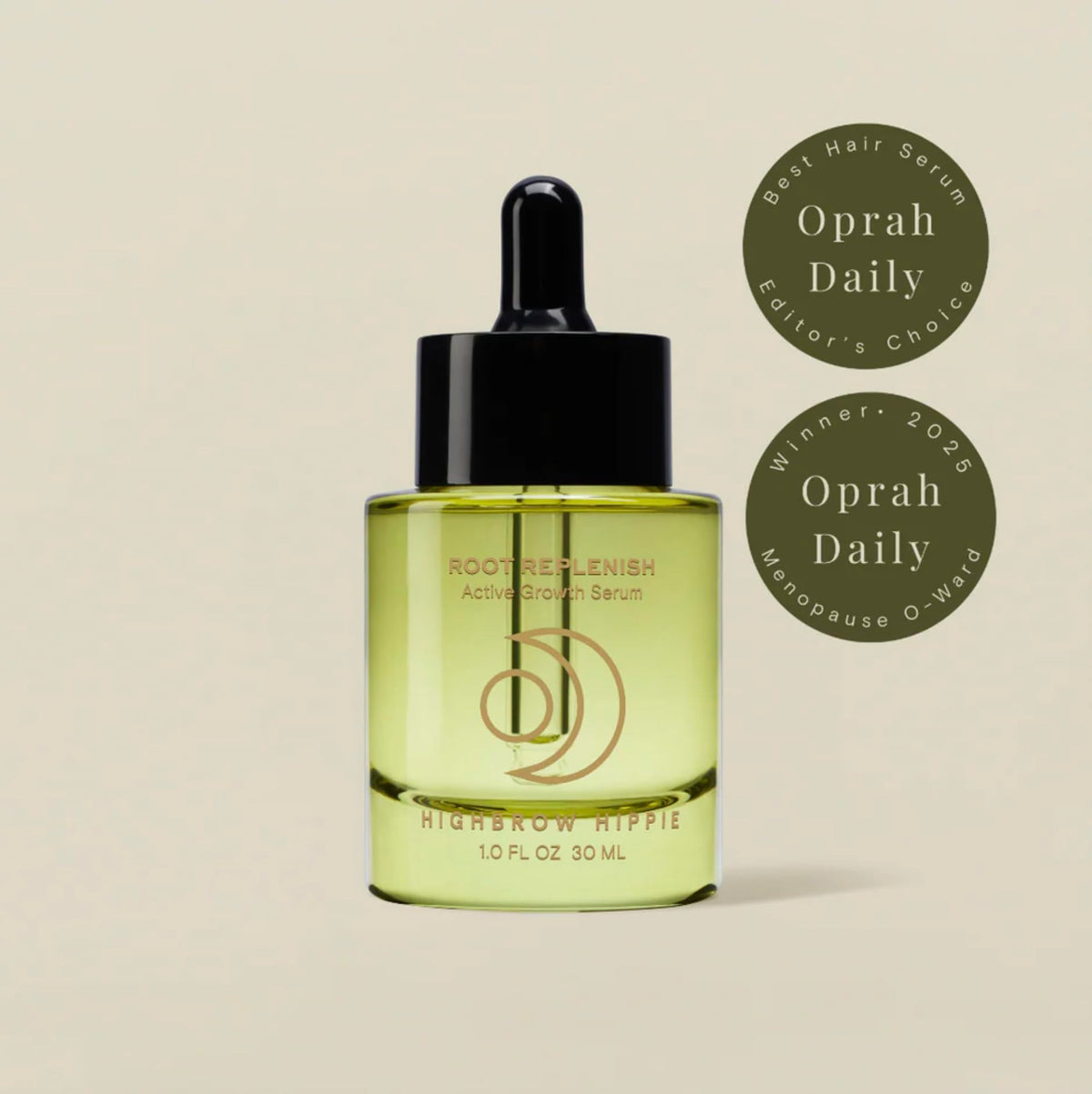 Highbrow Hippie Root Replenish dropper close-up showing precise, easy application.