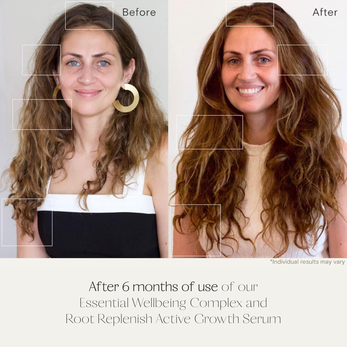 Highbrow Hippie Root Replenish hair strand close-up reveals a fuller, healthier-looking texture.