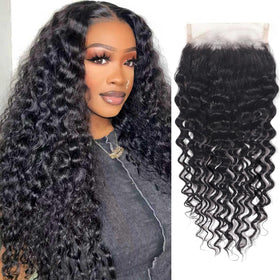 Higher 4x4 HD lace closure deep wave 12 inch for seamless parting and natural look.
