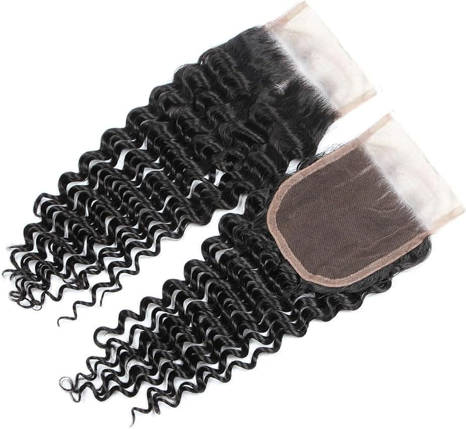 Higher Brazilian virgin hair deep wave closure 4x4 12 inch with silky texture.