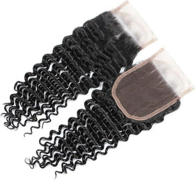 Higher Brazilian virgin hair deep wave closure 4x4 12 inch with silky texture.