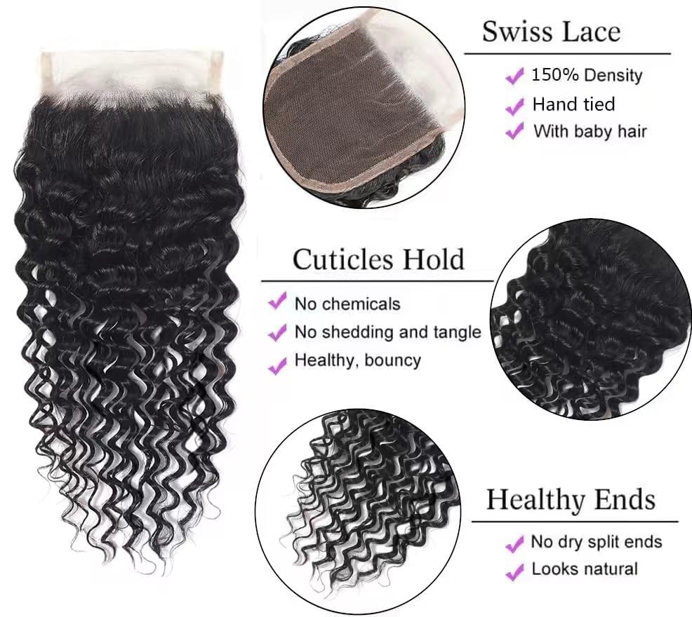Higher HD lace closure natural black 12 inch close-up showing breathable, soft texture.
