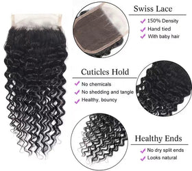 Higher HD lace closure natural black 12 inch close-up showing breathable, soft texture.